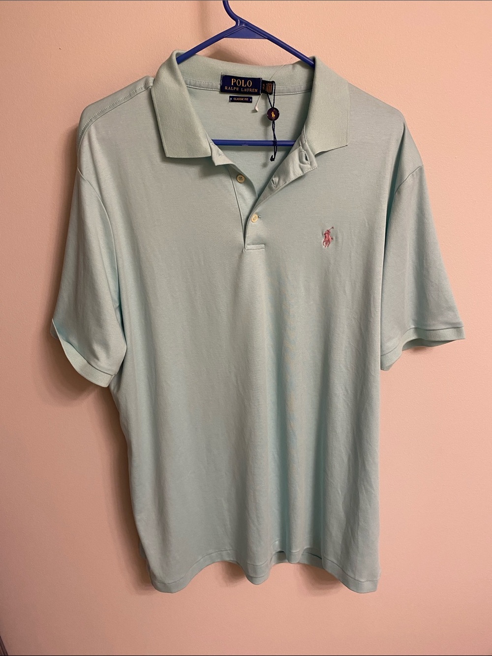 Polo by Ralph Lauren Mint Green Polo Shirt with Pink Pony